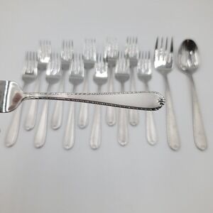 14pc Hampton Silversmiths Rachelle Frost 18/10 Stainless Flatware Serving‎ Spoon